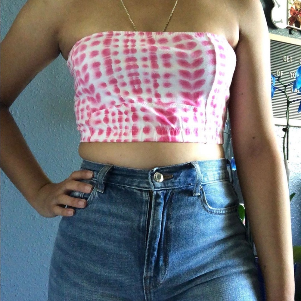 Pink tie dye crop top